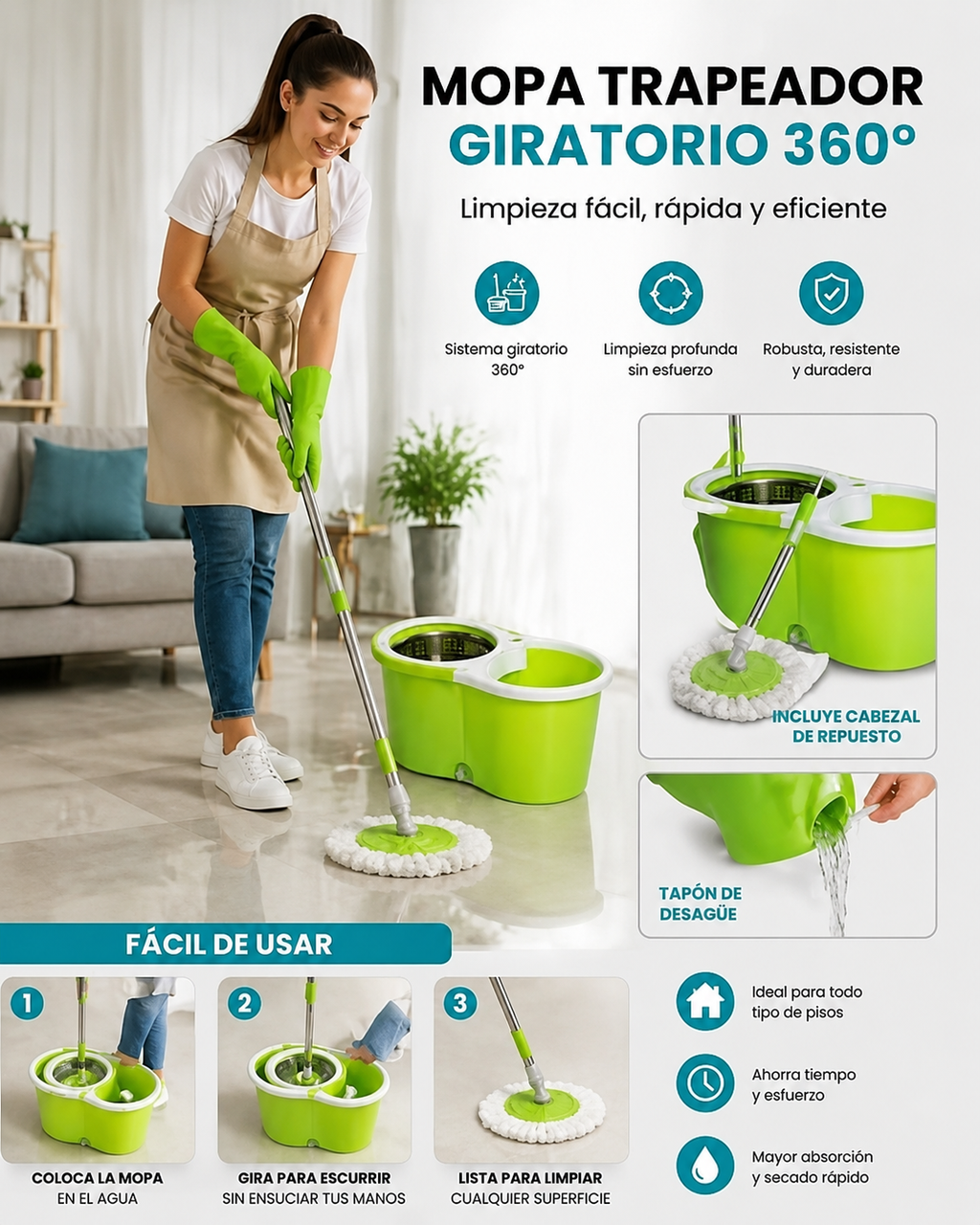 Mopa Giratoria 360 Balde