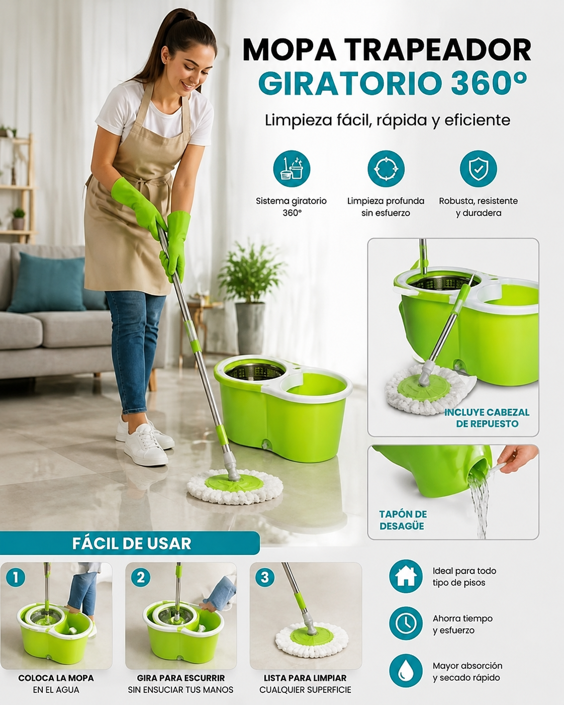 Mopa Giratoria 360 Balde