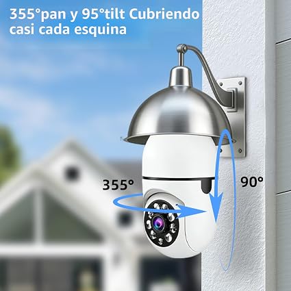 Cámara de Seguridad WiFi 360° con Foco LED